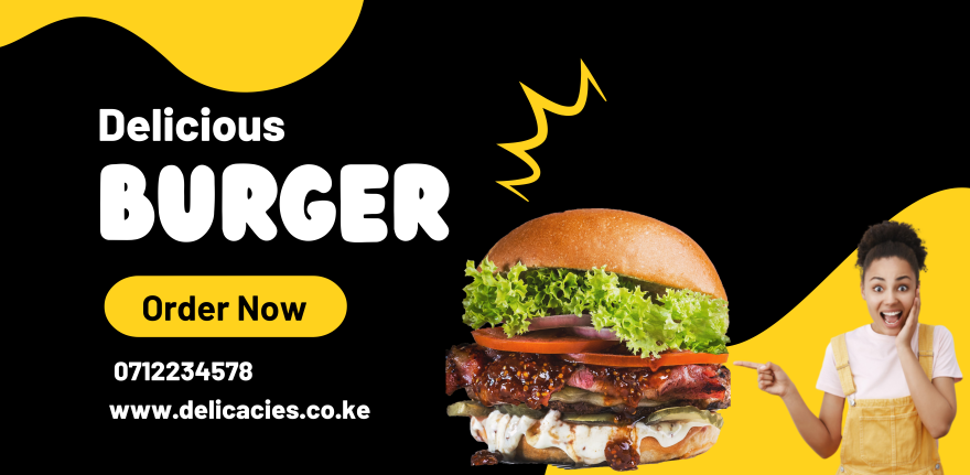 Black and Yellow Simple Minimalist Burger Promotion Banner
