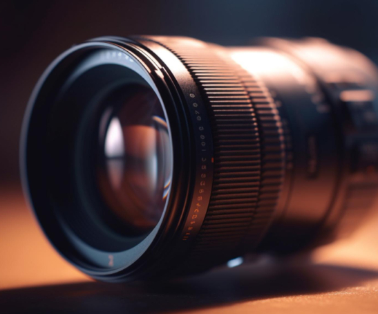 close-up-shiny-metal-lens-camera-generated-by-ai