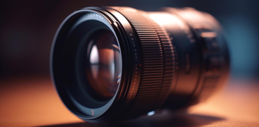 close-up-shiny-metal-lens-camera-generated-by-ai