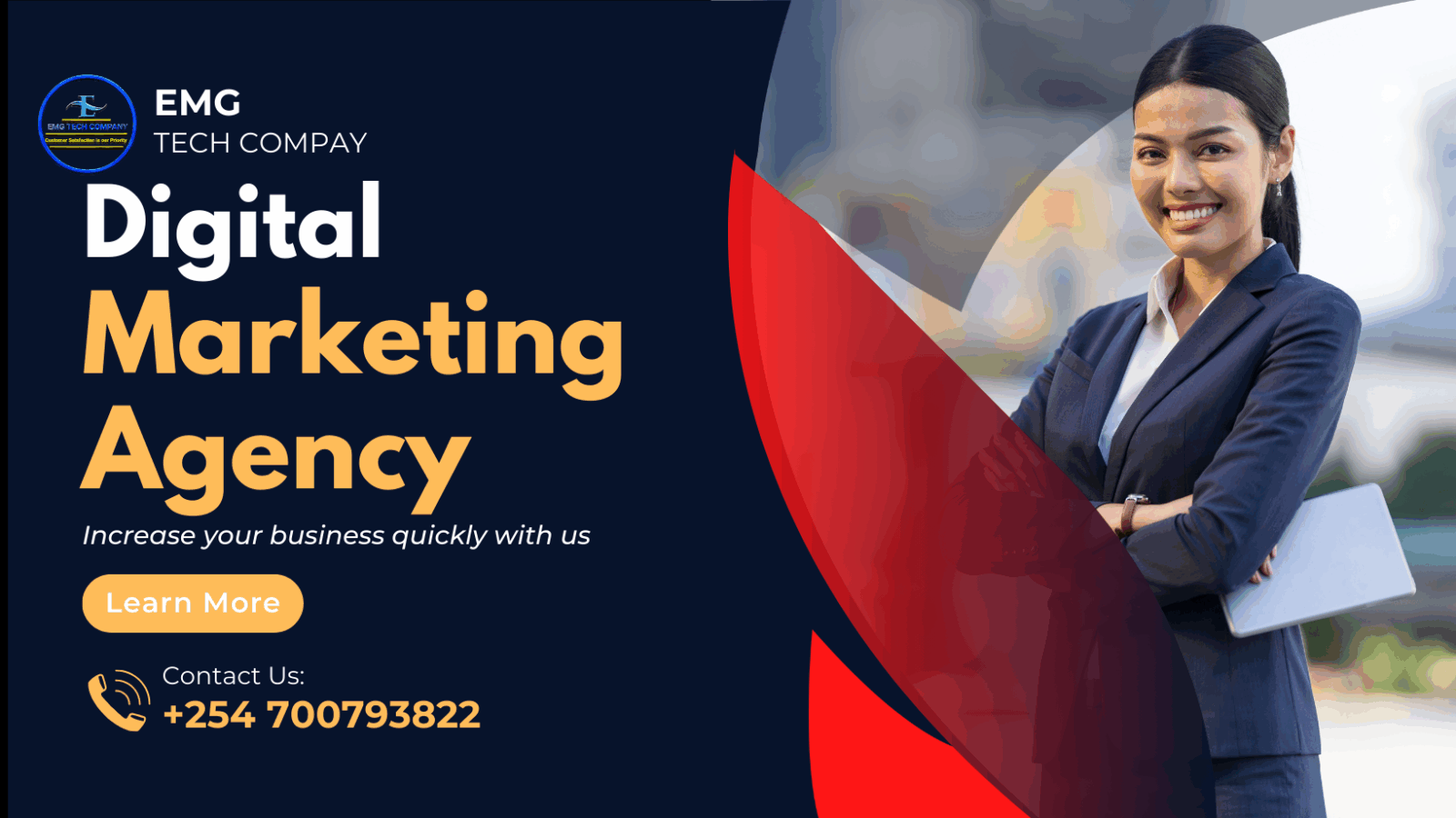 Red and Blue Modern Geometric Marketing Agency Facebook Cover