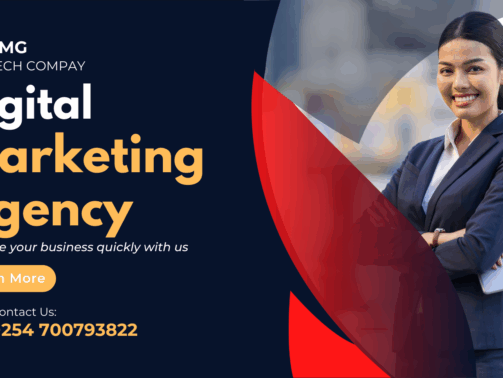 Red and Blue Modern Geometric Marketing Agency Facebook Cover